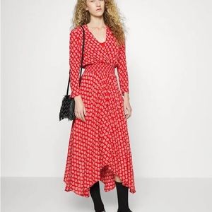 Maje monogram printed dress - red - size 38